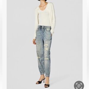 NWT BLANKNYC Light Blue French Terry Distressed printed jogger denim size M